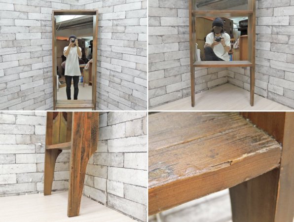 ジャーナルスタンダードファニチャー  journal standard Furniture オールドエルム ミラー OLD ELM MIRROR ニレ材 古材 リメイク インダストリアル ●