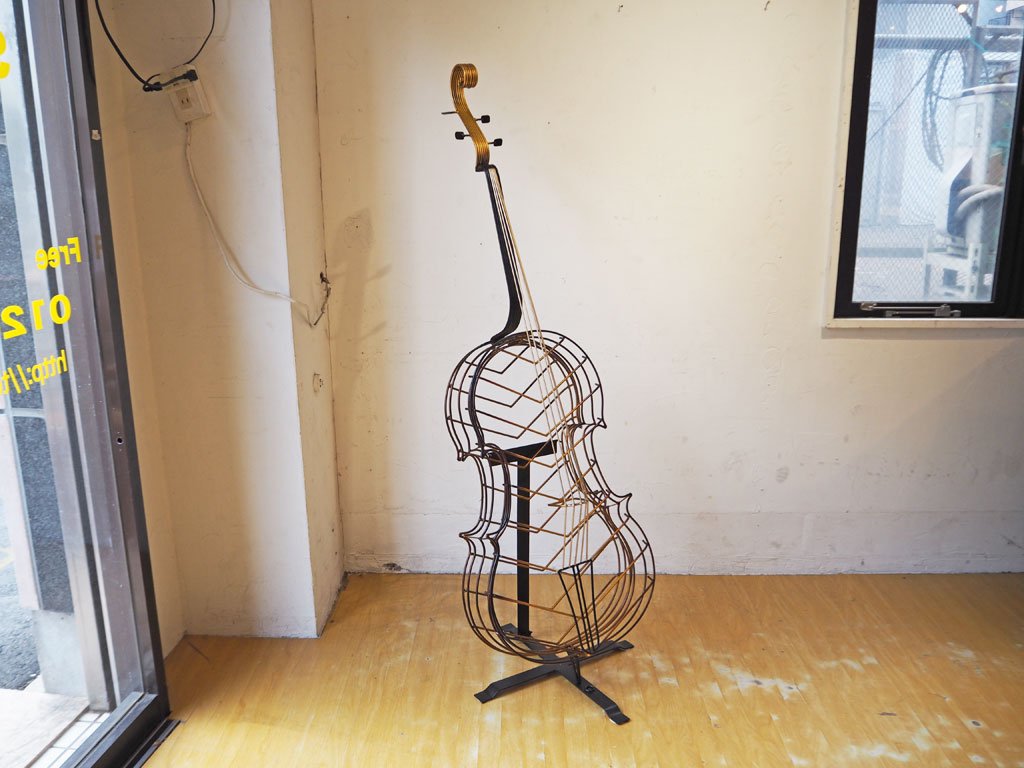 アンドファニチャー AND Furniture メタル Metal チェロモチーフ cello motif フラワースタンド Floor decor 楽器モチーフ ★