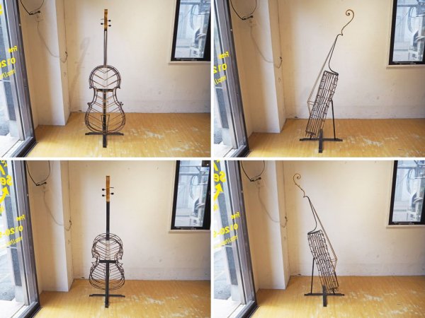 アンドファニチャー AND Furniture メタル Metal チェロモチーフ cello motif フラワースタンド Floor decor 楽器モチーフ ★