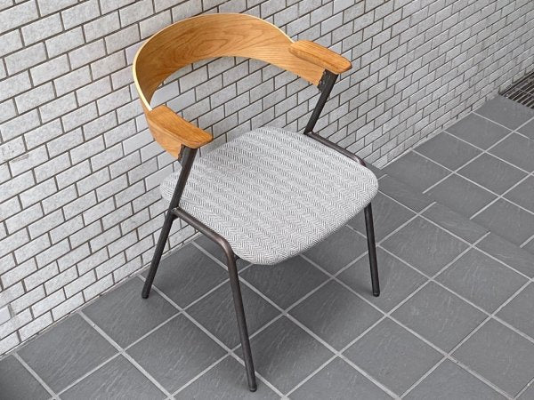 アデペシュ a.depeche ダニス danis ショートアームチェア short arm chair ダイニングチェア へリンボーンチャコールグレー スチールフレーム ブルックリンスタイル A ■