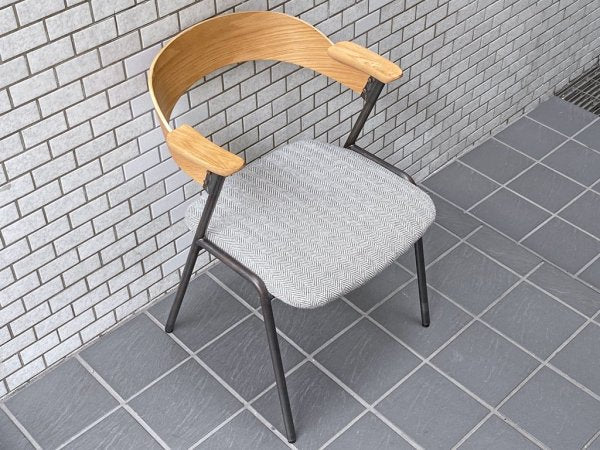 アデペシュ a.depeche ダニス danis ショートアームチェア short arm chair ダイニングチェア へリンボーンチャコールグレー スチールフレーム ブルックリンスタイル B ■