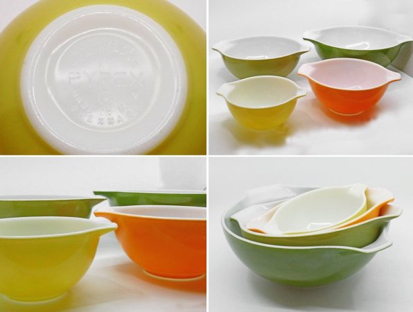 コーニング CORNING オールドパイレックス OLD PYREX シンデレラボウル 4色セット USビンテージ ●