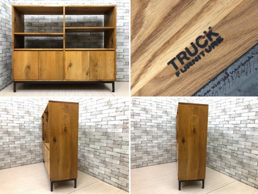 トラックファニチャー TRUCK FURNITURE FMシリーズ オーダー オープンシェルフ キャビネット 幅 162ｃｍ 楢材無垢 × アイアン ●