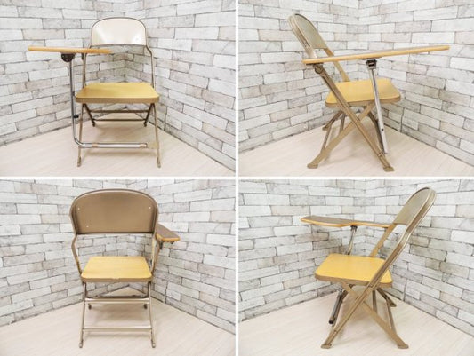 クラリン CLARIN フォールディングチェア FOLDING CHAIR ウッドシート ミニテーブル付 P.F.S.取扱い ●