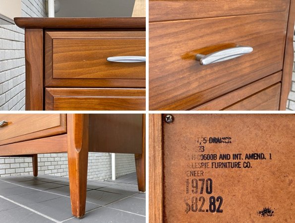 ギレスピ―ファニチャー GILLESPIE FURNITURE 5ドロワー チェスト USビンテージ 米軍家具 70's ■