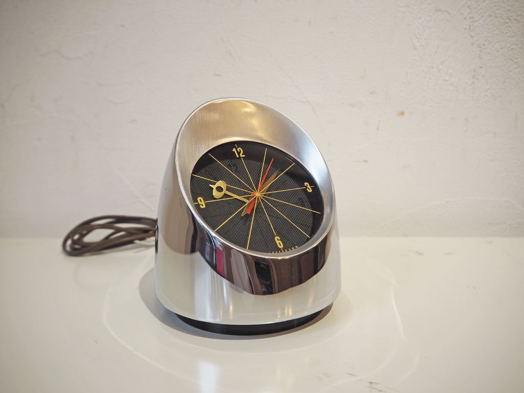 ジェファーソン JEFFERAON 500 クローム ビンテージ デスククロック Chrome Desk Clock ミッドセンチュリー ペーパーウェイト USビンテージ 60Hz ★