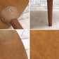 オーク材天板 × イデア IDEA 木製テーブル脚 Wood leg WAL ちゃぶ台 ラウンドローテーブル ダークブラウン リメイク品 ●