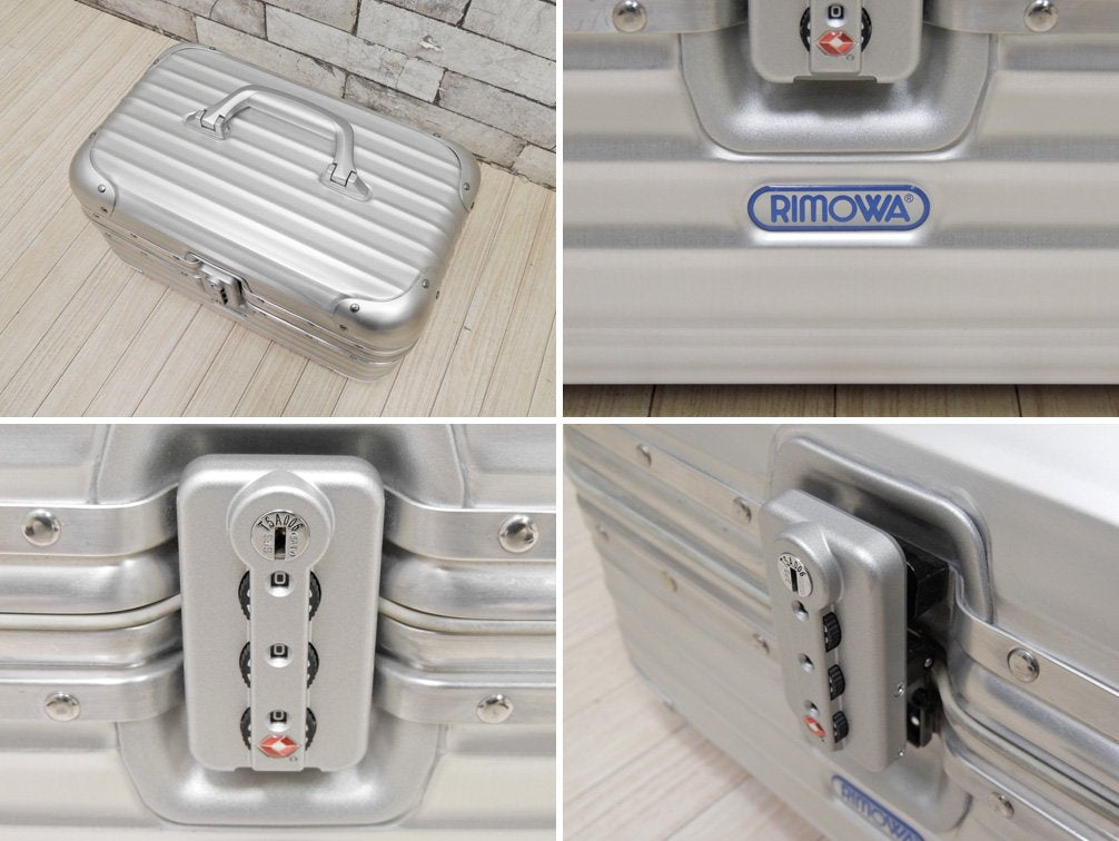 リモワ RIMOWA トパーズ TOPAS ビューティーケース Beauty Case メイクボックス 11L アルミ シルバー 定価: \79,800- 青ロゴ ●