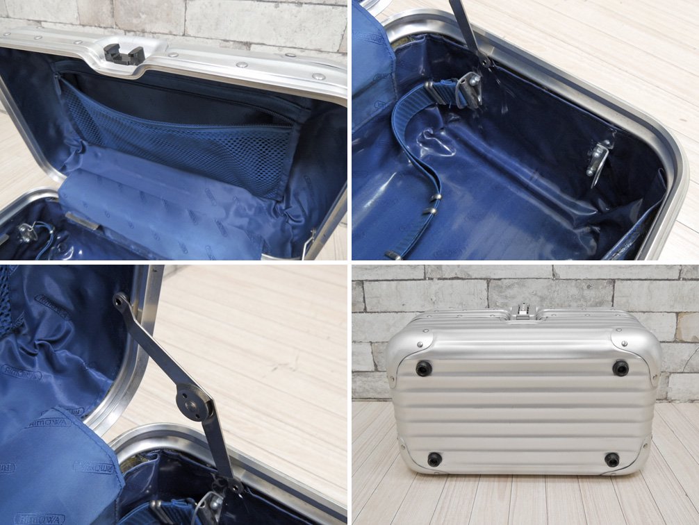 リモワ RIMOWA トパーズ TOPAS ビューティーケース Beauty Case メイクボックス 11L アルミ シルバー 定価: \79,800- 青ロゴ ●