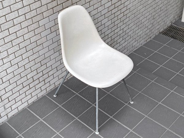 ハーマンミラー Herman Miller サイドシェルチェア 2rdビンテージ FRP パーチメント Hベース ウォールガード  C&R イームズ ■