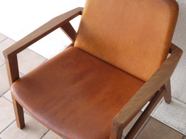 カーフ karf アン Ann ラウンジチェア Lounge chair 本革×ウォールナット無垢材 ◇