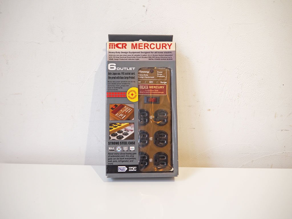 マーキュリー MERCURY 電源タップ 延長コード OAタップ 3ピン対応 6分配 生産終了品 アメリカンブラウン スチールボディ サージ機能 壁掛け★