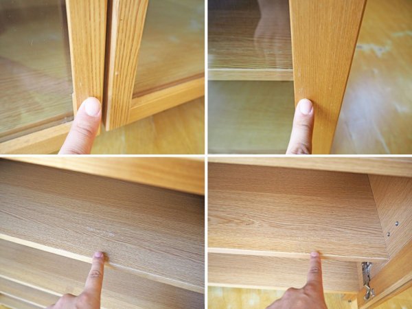 無印良品 MUJI  木製キャビネット 食器棚 ガラス扉付き タモ材 奥行き40cm ナチュラル シンプル ★