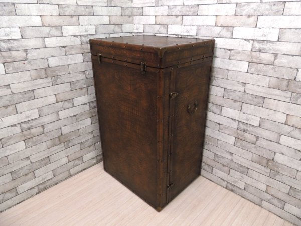 ヨーロピアンクラシカル カクテルキャビネット バーキャビネット トランク テーブル付 クロコダイルエンボス ●