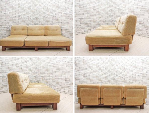 トラックファニチャー TRUCK FURNITURE ラウンジソファ 3シーター LOUNGE SOFA 3-SEATER 3人掛け コーデュロイ ウォールナット無垢材 定価：￥381,400- ●