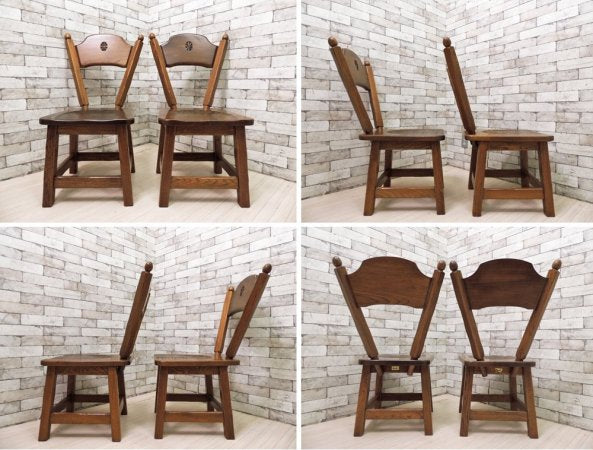 河本家具工業 Molis 木古里 ナラ無垢材 ダイニングチェア 2脚セット カントリースタイル 北海道 旭川 B●