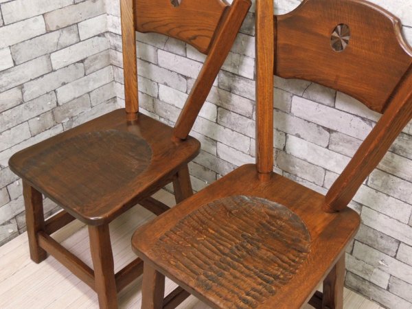 河本家具工業 Molis 木古里 ナラ無垢材 ダイニングチェア 2脚セット カントリースタイル 北海道 旭川 B●