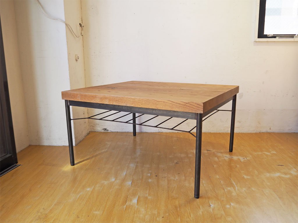 トラックファニチャー TRUCK FURNITURE オークアイアンレッグ ローテーブル OAK IRON-LEG LOW TABLE オーク無垢材 インダストリアル 高さオーダーサイズ ★