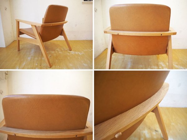 カーフ karf アン Ann ラウンジチェア Lounge chair 本革 レザー × 楢無垢材 オーク材 1シーター ソファ ★