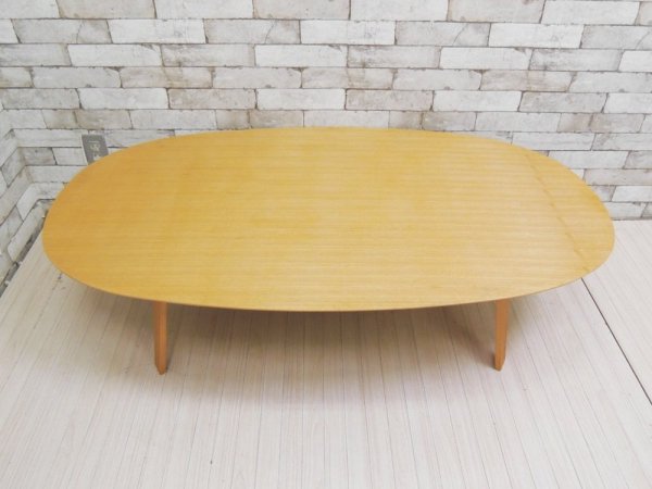 無印良品 MUJI オーバル ローテーブル 座テーブル プライウッド タモ材 W140 ●