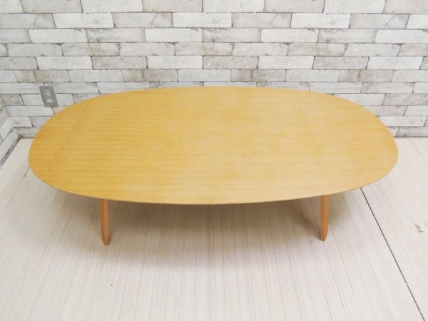 無印良品 MUJI オーバル ローテーブル 座テーブル プライウッド タモ材 W140 ●