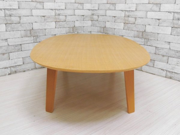 無印良品 MUJI オーバル ローテーブル 座テーブル プライウッド タモ材 W140 ●