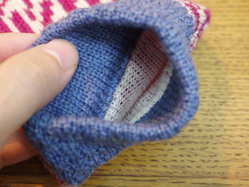紀編物製作 ハンドメイド ニット編み工房 指だしグローブ 和柄 紅紫 新品 ●