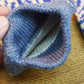 紀編物製作 ハンドメイド ニット編み工房 指だしグローブ 和柄 青 新品 ●