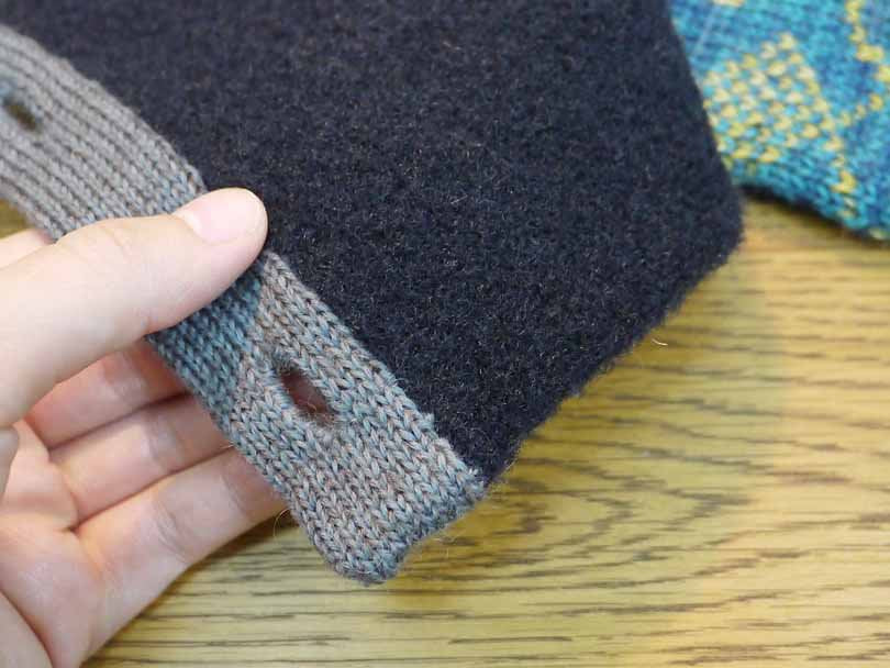 紀編物製作 ハンドメイド ニット編み工房 ボタン付きえりまき 丸と菱 緑 新品 ●