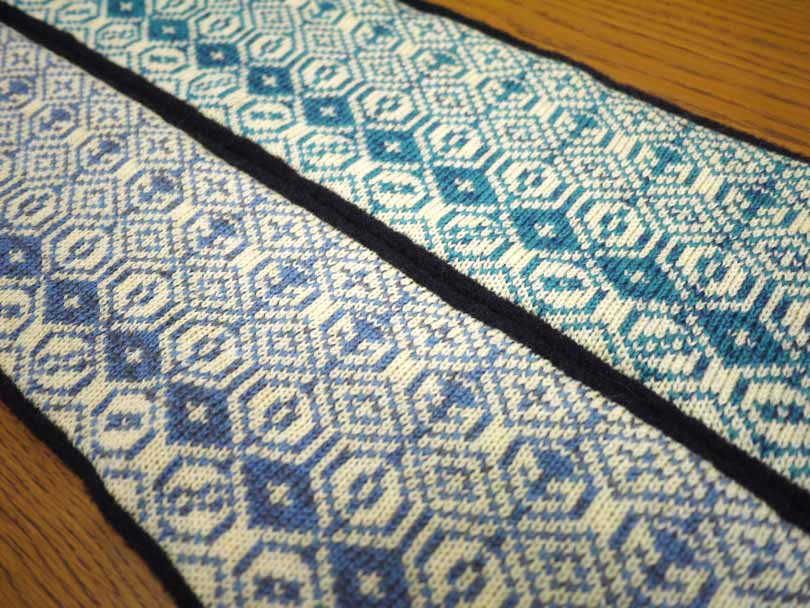 紀編物製作 ハンドメイド ニット編み工房 ボタン付きえりまき 菱と六角 薄紫 新品 ●