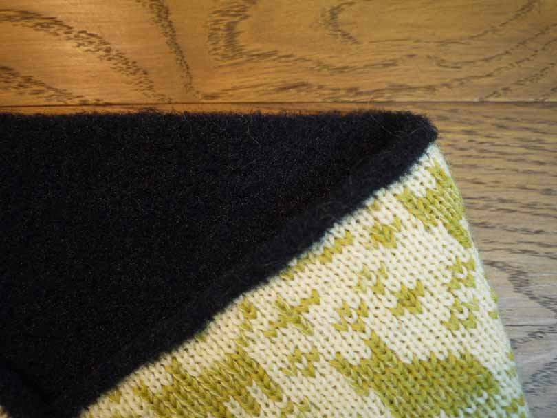 紀編物製作 ハンドメイド ニット編み工房 ボタン付きえりまき 猫 黄色 新品 ●