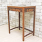 アジアンスタイル Asian Style 木彫りのサイドテーブル ガラス天板 ボタニカル アジアン家具 ●