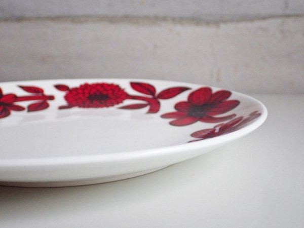 グスタフスベリ Gustavsberg レッドアスター RED ASTER プレート Φ17cm 復刻版 北欧食器 B ♪