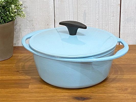 ルクルーゼ LE CREUSET センセーション ココットロンド 両手鍋 Φ20cm サテンブルー 鋳物 フランス ■