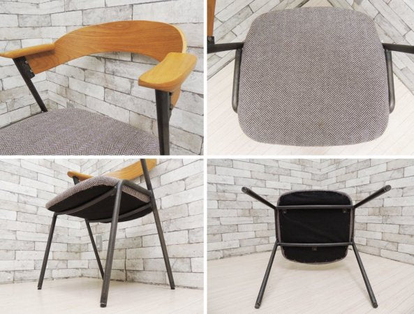 アデペシュ a.depeche ダニス danis ショートアームチェア short arm chair ダイニングチェア へリンボーンチャコールグレー ブルックリンスタイル ●