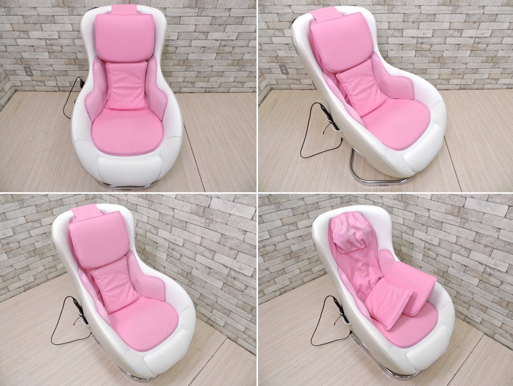 フジ医療器 ロースタイルマッサージチェア LOW STYLE MASSAGE CHAIR H AS-LS1 ベージュ × ピンク 受注生産カラー スピーカー付 2016年製 定価：約8万円 ●