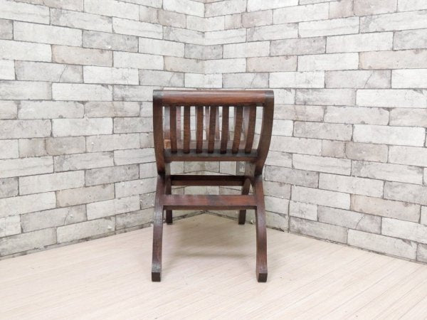 アジアン家具 カルティニチェア ベンチ レザー × アジアンチーク 一人掛け スツール ●