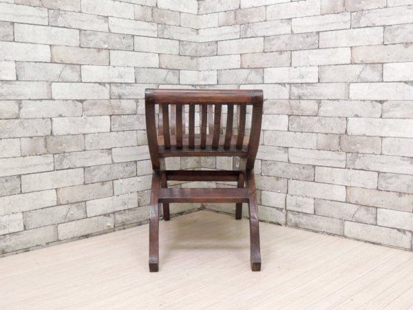 アジアン家具 カルティニチェア ベンチ レザー × アジアンチーク 一人掛け スツール ●