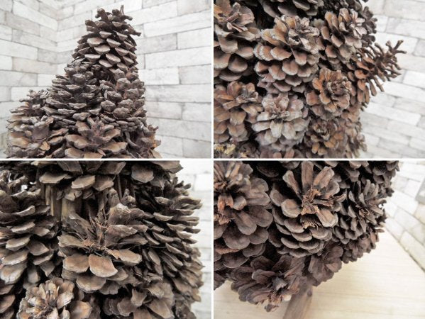 ハンドメイド 松ぼっくり 木製 クリスマスツリー カントリースタイル オブジェ クラフト家具 ●