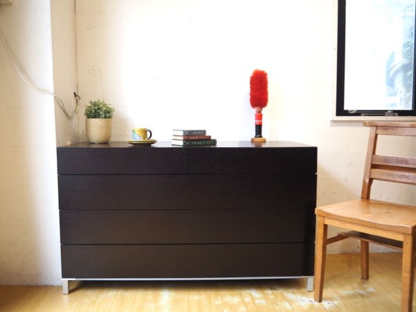 モダンデザイン Modern design ハンドルレス AVチェスト ダークブラウン メタルレッグ サイドボードチェスト ★