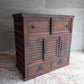 ジャパンビンテージ Japan vintage 帳場箪笥 和箪笥 チェスト 3段 隠し収納 引き戸 抽斗5杯 ヒノキ 明治～大正 日本家具 ♪