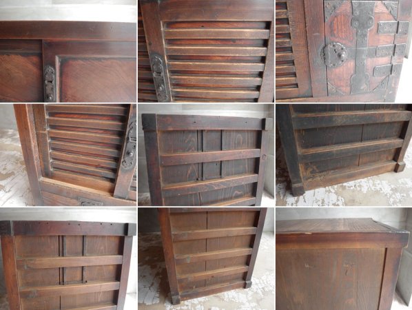 ジャパンビンテージ Japan vintage 帳場箪笥 和箪笥 チェスト 3段 隠し収納 引き戸 抽斗5杯 ヒノキ 明治～大正 日本家具 ♪