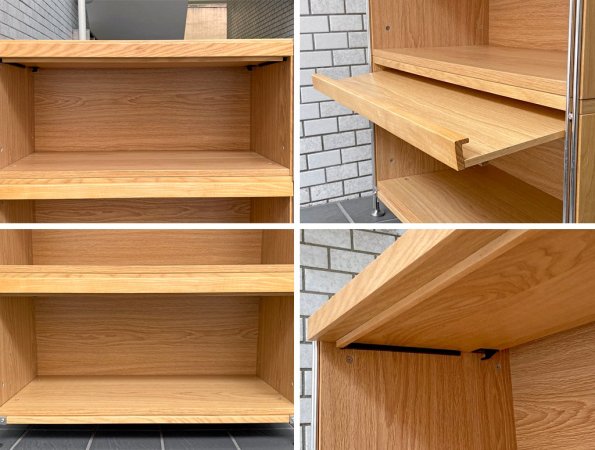 無印良品 MUJI ステンレスユニットシェルフ オーク材 2段 フラップ扉 ボックス付き ■