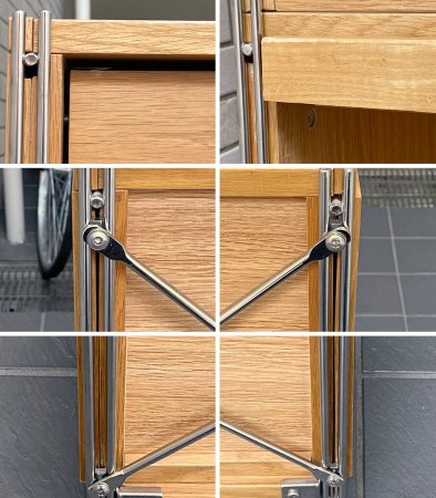 無印良品 MUJI ステンレスユニットシェルフ オーク材 2段 フラップ扉 ボックス付き ■