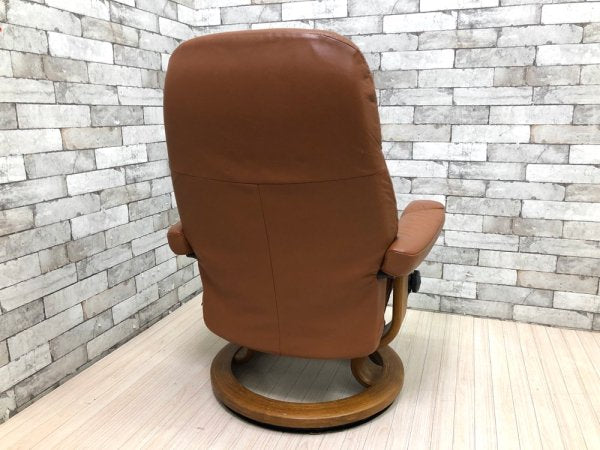 エコーネス EKORNES ディプロマット ストレスレスチェア stressless リクライニングチェア & オットマン レザー  北欧 ノルウェー 現状品 ●