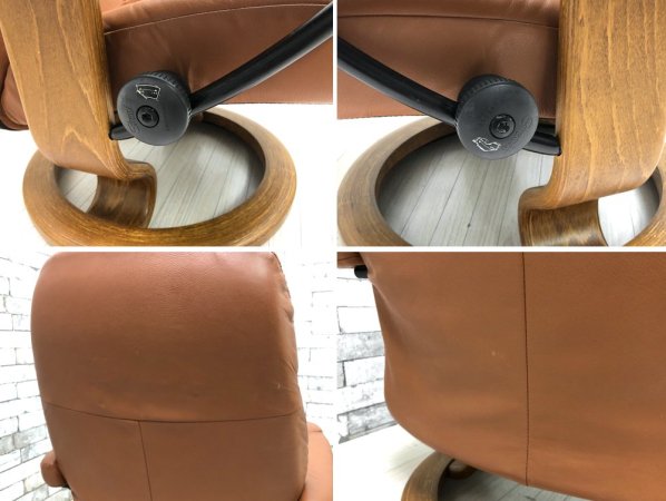 エコーネス EKORNES ディプロマット ストレスレスチェア stressless リクライニングチェア & オットマン レザー  北欧 ノルウェー 現状品 ●