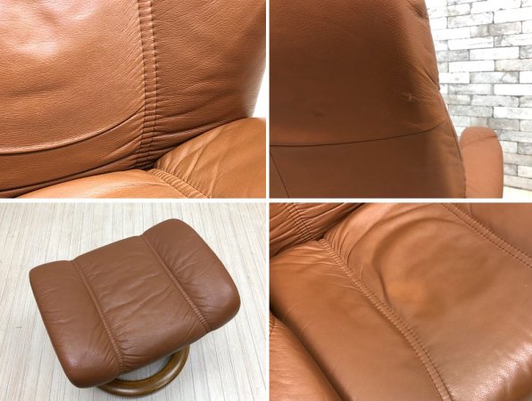 エコーネス EKORNES ディプロマット ストレスレスチェア stressless リクライニングチェア & オットマン レザー  北欧 ノルウェー 現状品 ●