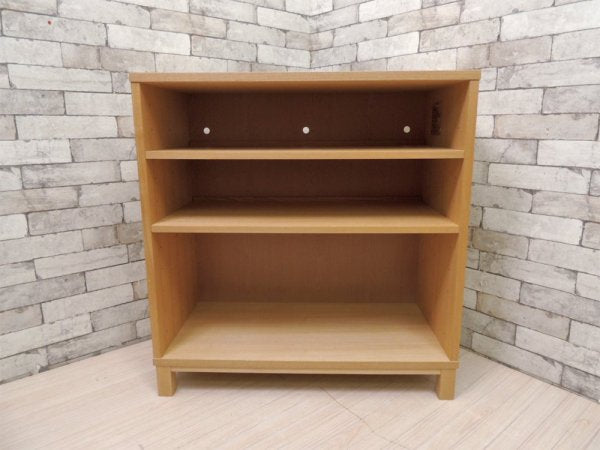 無印良品 MUJI タモ材 組み合わせて使える木製収納 ロータイプ H83cm 本棚 ブックシェルフ 廃番 ●
