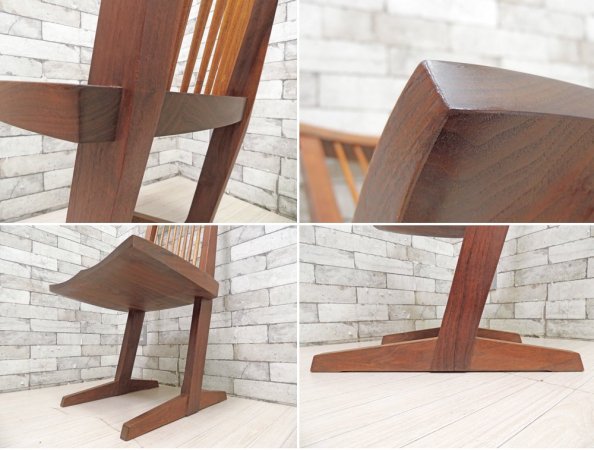 桜製作所 コノイドチェア CONOID CHAIR ジョージ・ナカシマ George Nakashima ダイニングチェア ラウンジチェア ウォールナット無垢材 焼印入り ●