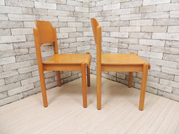 北欧デザイン Scandinavian Design ダイニングチェア プライウッド ナチュラルカラー 2脚セット スタッキング ●